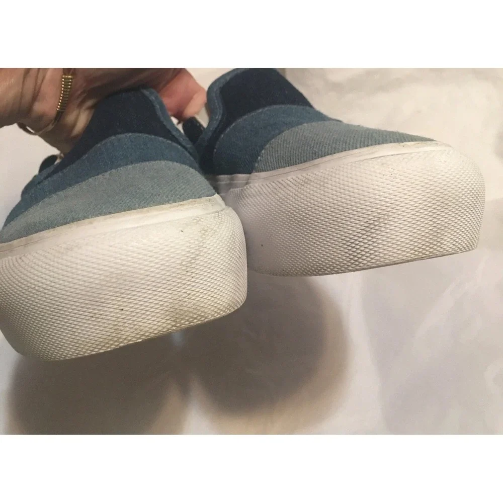 Vans Slip‎ On Blue Denim Ombré Shoes Size Womens 6, Mens 4.5